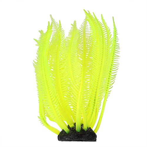 Artificial Coral Silicone Ornament Fish Tank Decor for Aquarium Underwater Fish Tank Garden Lands(Yellow)