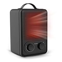 Electric Ceramic Space Heater with Adjustable Thermostat, FOCHEA Personal Portable Heater Fan with Overheat and Tip-Over Protection & Carrying Handle, 3 Setting Modes, Quiet, Perfect for Home & Office