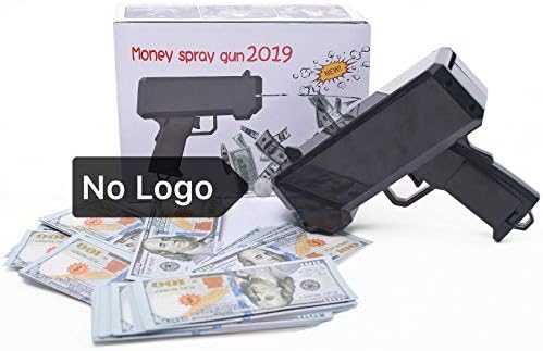 NO Logo Money Gun, Money Gun with no Writing, Black Money Gun with 10,000$ Fake Money, Cash Gun for Game for Party.