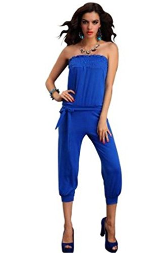 Amour- Sexy Elegant Jumpsuit Overalls Pants Romper Clubwear Gogo Dance (Dark Blue)