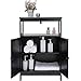 Iwell Bathroom Floor Cabinet, Bathroom Storage Cabinet with Double Door & Adjustable Shelf, Storage Cabinet for Bathroom, Living Room, Black