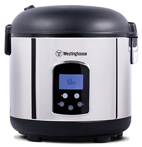 Westinghouse Rice Cooker, Hot Cereal Oatmeal Cooker, Food Steamer, 20 Cup, Stainless Steel and Black