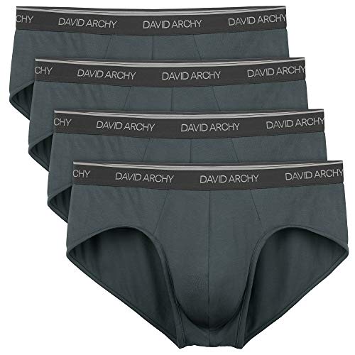 David Archy Men's 4 Pack Bamboo Rayon Soft Lightweight Pouch Briefs No Fly (XL, Dark Gray)