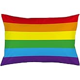 EKOBLA LGBT Gay Pride 6 Stripe Rainbow Pillowcases Pillows Covers Cases Bedroom Decor Decoration Rectangle Two Sides Printed 20x30 Inch Hotel,Cafe,Car,Sofa Throw Pillow Case Cushion Cover