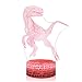 3D Illusion Velociraptor Dinosaur Night Lamp, 7 Color Change, Touch White Crack Base