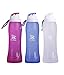 Richen 500ml (17 OZ.) Collapsible Portable Outdoor Sports Silicone 500 Milliliter Water Bottle Bladder Bag Water Bag Packs Reservoir for Yoga Running Camping Cycling Hiking Travel (Blue)