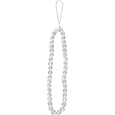 YohokGo Beaded Phone Lanyard Wrist Strap Phone Charms Fixed Beads Pearl Chain