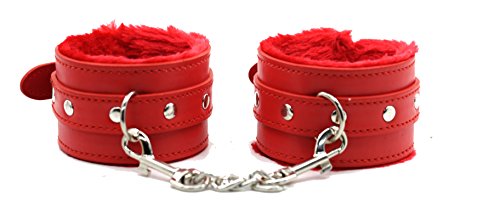 Fashion Leather Handcuffs Cuffs Adjustable Plus Sleeping Mask Set (Pink) (Red)