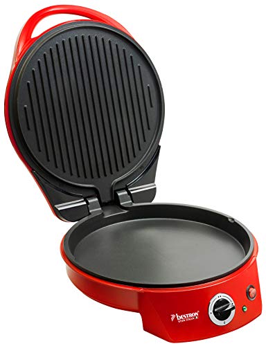 Bestron APZ400 elektrische pizzaoven, grill met boven- en onderwarmte, pizzagrill tot max. 180 ° C, 1800W, rood, 37,5x31x16 - Afbeelding 6