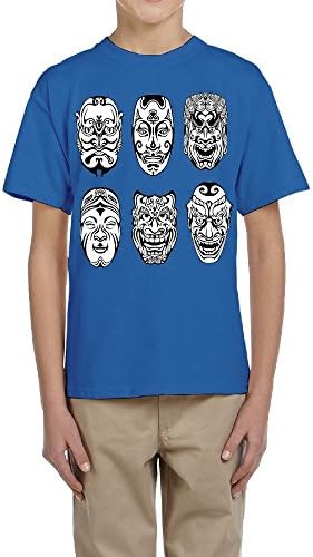 Japanese Nogaku Theatrical Masks Emotion Expression Culture Mens Short Sleeve Funny Tee Shirt Small RoyalBlue