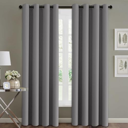 Photo 1 of H.VERSAILTEX Blackout Room Darkening Curtains Window Panel Drapes - (Grey Color) - 2 Panels -52 inch Wide by 84 inch Long Solid Pattern, Grommet Top