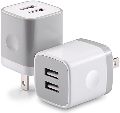 USB Wall Charger USINFLY 2-Pack 2.1A/5V Dual Port USB Plug Power Adapter Charger Box for iPhone X 8 7 6 6S Plus 5S, Samsung Galaxy S5 S6 S7 Edge, iPad, LG, HTC, Nokia