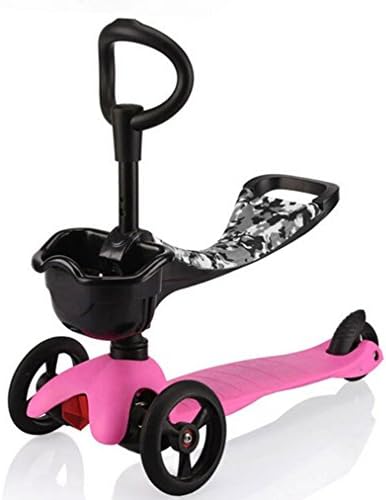 FunnyPro 3in1 Adjustable-height Kick Scooter with T Bar and O Bar with Lovely Basket for Kids(Pink)
