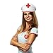 Skeleteeen White Nurse Costume Hat - Nurse’s Red and White Costume Cap - 1 Piece