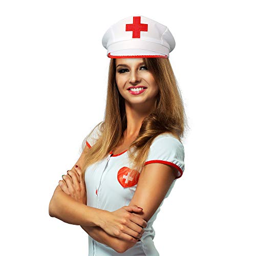 Skeleteeen White Nurse Costume Hat - Nurse's Red and White Costume Cap - 1 Piece - //coolthings.us