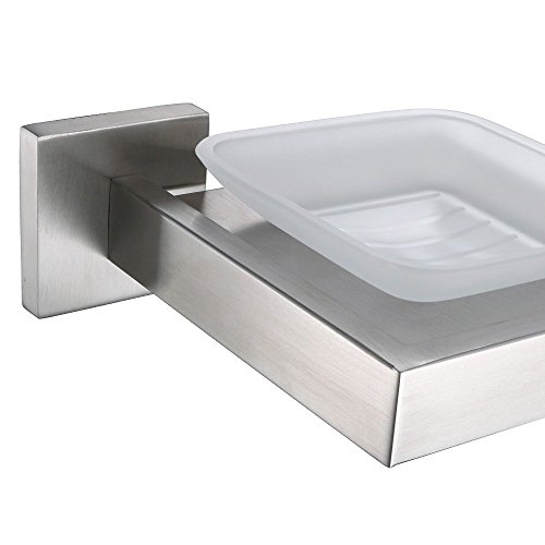 Leyden Modern Stainless Steel Bathroom Accessories Soap Dish Soap Tray Soap Basket Soap holder Soap Organizer Soap Storage Soap Shelf Soap Rack, Brushed Nickel