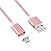 AGM Detachable Magnetic Adapter Micro USB 3.3ft High Speed Charging Cable with LED Indicator for Android Samsung HTC LG Motorola (Rose Gold)