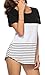 KATEKATECAT Womens Shirts Short Sleeve T Shirt Round Neck Striped Color Block Casual Blouse Tees