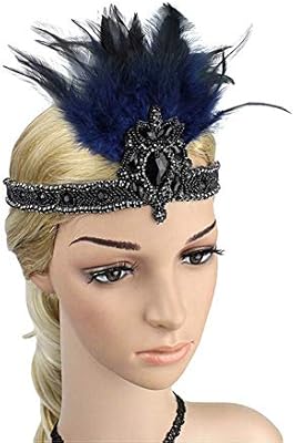 Zeeliy 1920s Headband Feather 1920s Headpiece Sequins Headband