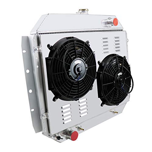 STAYCOO 52MM 3 Row Core Aluminum Radiator +2X12" Fan W/Shroud for Ford F100 F150 F250 F350 Bronco Pickup 1966-1979