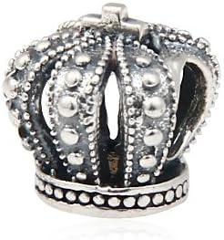 Royal Crown Hat Antique Charm 925 Silver Big Hole Bead Suitable European Necklace