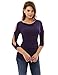 PattyBoutik Women's Cut Out 3/4 Sleeve Cowl Neck Ruched Blouse (Dark Indigo M)