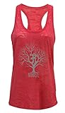 Tough Cookie's Women's Yoga Burnout Single Print Tank Top Plain Single (Small, Coral Tree)