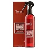 Purest Naturals Organic Argan Oil Hair Protector Spray - Protects & Heals Hair From Heat, Flat Iron, Blow Dryer - Best Thermal Shield - Shampoo & Conditoner - Use For Dry, Damaged & Colored Hair