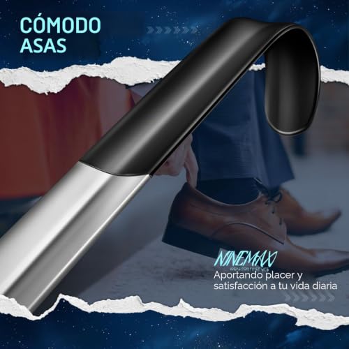NINEMAX Shoe Horn Long, Metal Long Shoehorn, 42 cm Shoe Horn with Stainless Steel Handle for Elderly Men Women (Pack of 2)
