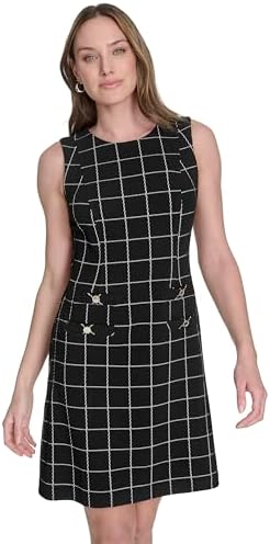 Tommy Hilfiger Women's Dress Fit and Flare,Black/Whitecap,2 at Amazon  Women's Clothing store