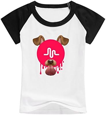Justfly Unisex Toddler Cotton Musically Melting Dog Raglan Crew Neck T-shirt M Black