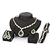 MOOCHI Women Gold Plated Green Cubic Zirconia CZ Crystal Jewelry Set Necklace Earrings Bracelet Ring