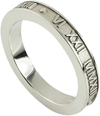 Solid 10k Gold Personalized Stackable 3mm Roman Numeral Ring
