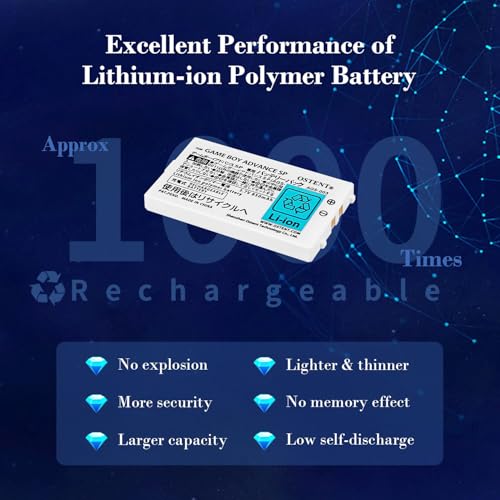 OSTENT 850mAh Lithium Ion Li-ion Polymer Rechargeable Battery Pack Tool Kit for Nintendo Gameboy Advance SP GBA SP