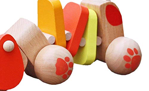 Timy Puppy Wooden Pull Along Toy for Baby Toddler Kids Boys & Girls - Thumbnail 6
