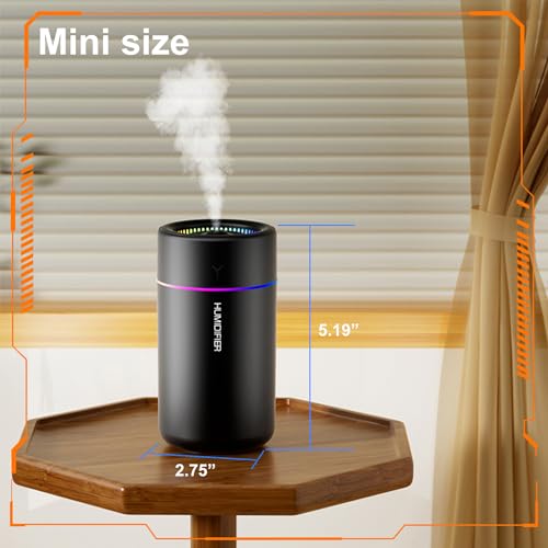 Mini Humidifier, USB Personal Desktop Humidifier for Car, Office, Bedroom etc. Auto Shut-Off, 2 Mist Modes, Super Quiet - (BL - Black)