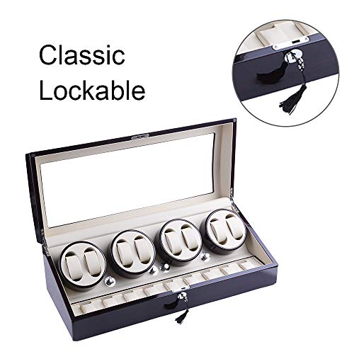 udgtee XTELARY Luxury 4 Motor Automatic Rotate Watch Winder 8+9 Leather Storage Display Case Box (R4892EB)