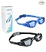 EverSport Swim Goggles, Pack of 2, Swimming Glasses for Adult Men Women Youth Kids Child, Anti-Fog, UV Protection, Shatter-Proof, Watertight(LightBlue&Mirrored Black)
