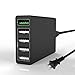 [Quick Charge 3.0] USB Charger, Emixc 50W/10A 5-Port USB Charging Station (Quick Charge 2.0 Compatible) for Samsung Galaxy, LG, iPhone, iPad, Nexus, HTC, Motorola and More(Qualcomm Certified)-Black