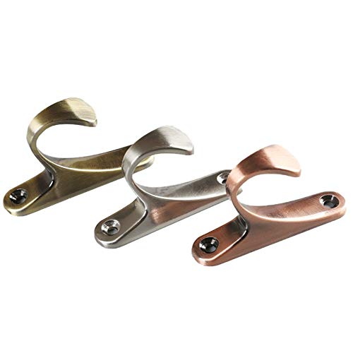 Chictie 2 Pack Simple Small Metal Drapery Tassel Holder Hanger Curtain Holdbacks Wall Hooks Modern Style (Copper)