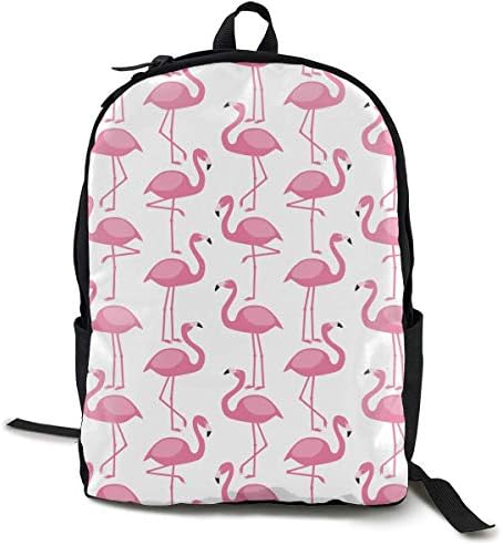 Pink Flamingo Rucksacks with Adjustable Shoulder Straps, Camping Outdoor Backpack Big Capacity College School Bookbag Anti-Theft Multipurpose for Women Men