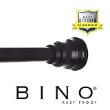 BINO Rust Proof Aluminum Tension Shower Curtain Rod - Black - 42" to 72" - Adjustable Bathroom Curtain Rod Shower Rod Tension Rod Pole Tension Shower Rod