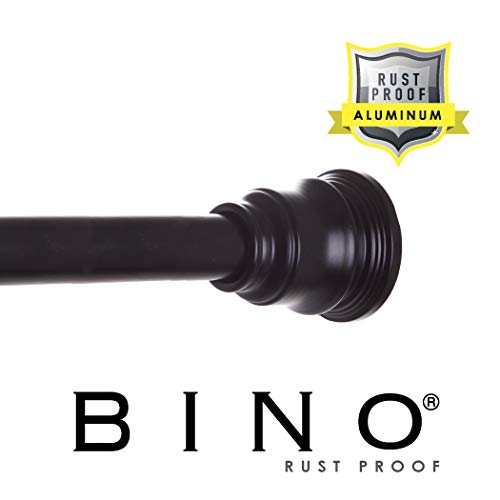 BINO Rust Proof Aluminum Tension Shower Curtain Rod - Black - 42" to 72" - Adjustable Bathroom Curtain Rod Shower Rod Tension Rod Pole Tension Shower Rod