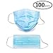 Sterile Field 100 Pack Disposable Face Masks with Elastic Ear Loop, 3 Ply Breathable and Comfortable for Blocking Dust Air Pollution Flu Protection (Blue)