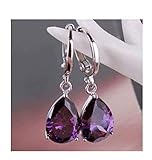 Siam panva Charming 925 Silver Waterdrop Cut Amethyst Dangle Drop Earrings Wedding Jewelry