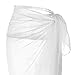 Ayliss Womens Swimwear Chiffon Cover up Solid Color Beach Sarong Swimsuit Wrap, White, One Size