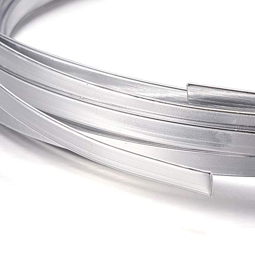 Kissitty 5 Rolls 3mm Wide Flat Jewelry Artistic Aluminum Wire Silver 18 Gauge About 6.5 Feet/Roll