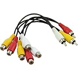 Outop 3 RCA Male Jack to 6 RCA Female Plug Splitter Audio Video Av Adapter Cable