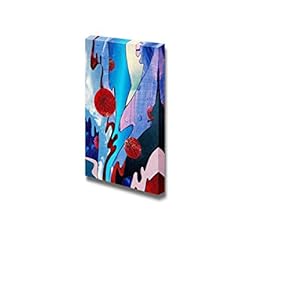 Blue and Red Flower Abstract on Paper Art Wall Decor