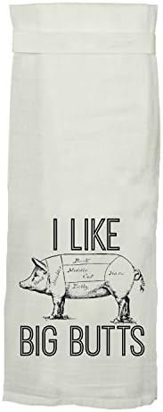 "I Like Big Butts" - Funny Flour Sack Kitchen Dish Towel - The Patent Pending Hang Tight Towel by Twisted Wares